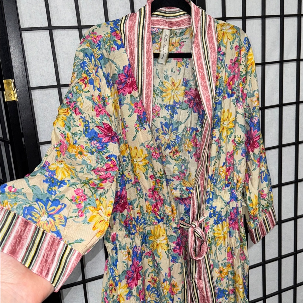 Aratta Silent Journey I Will Meet You at Maxi Duster Floral Sz S - Picture 7 of 12